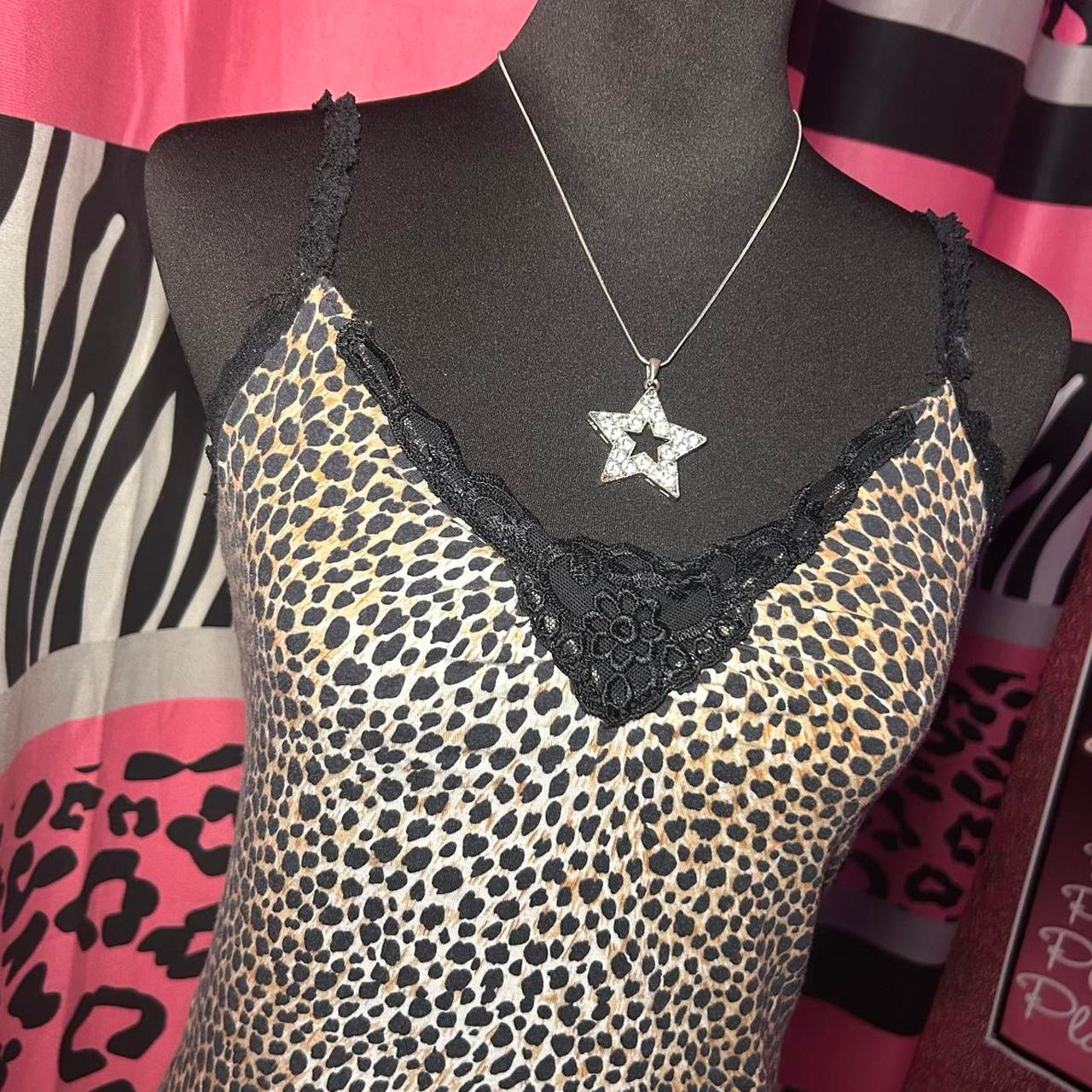 (M) Cheetah Lace Cami Top