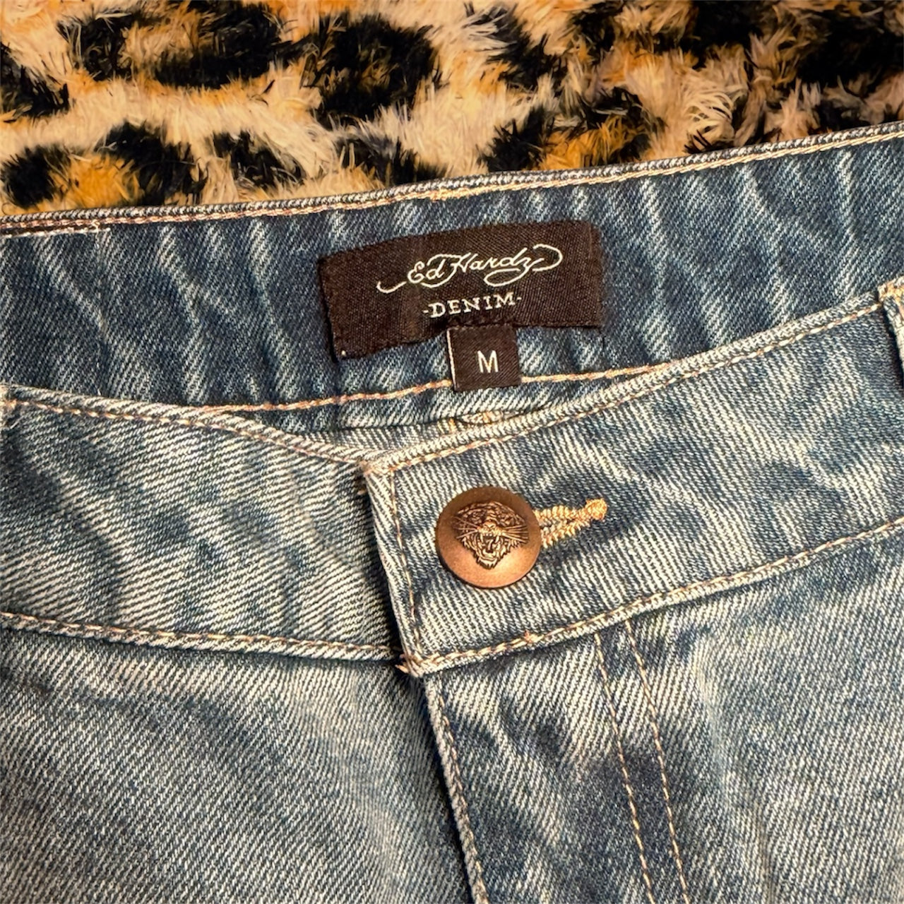 2000s Ed Hardy blue denim shorts