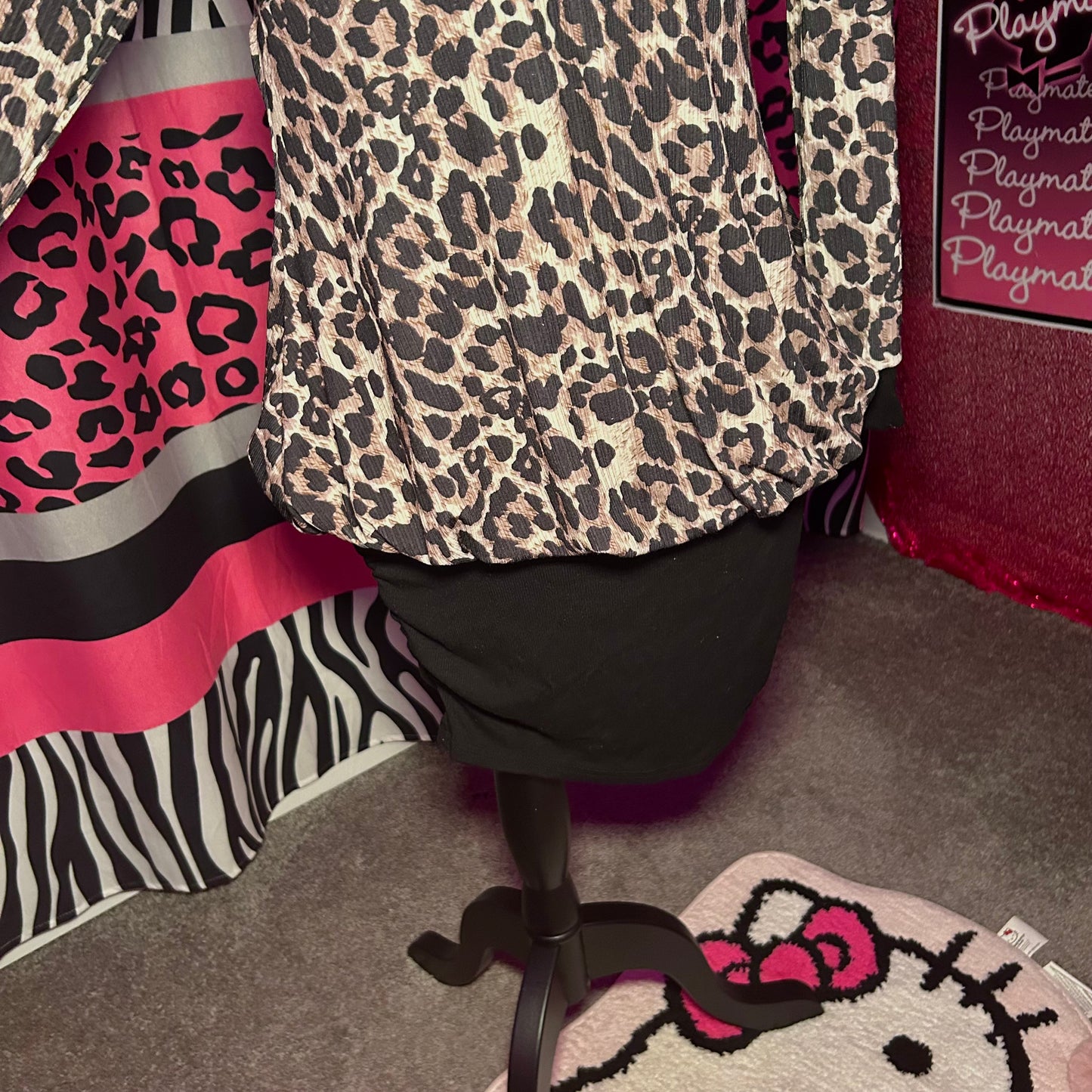 (M) Y2K Leopard off the shoulder bubble dress