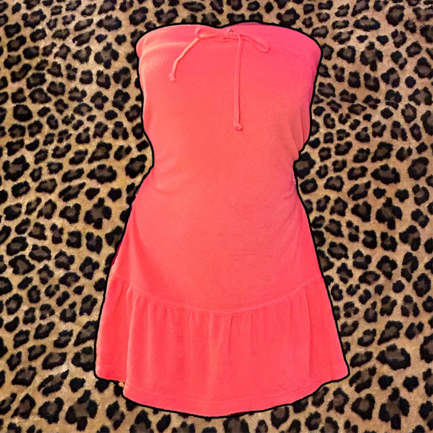 (XL) Terrycloth Cover Up Dress-Orange