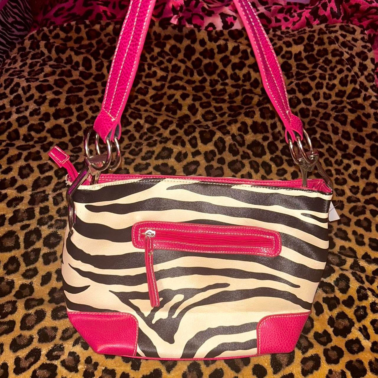 Pink Zebra Rhinestone Purse