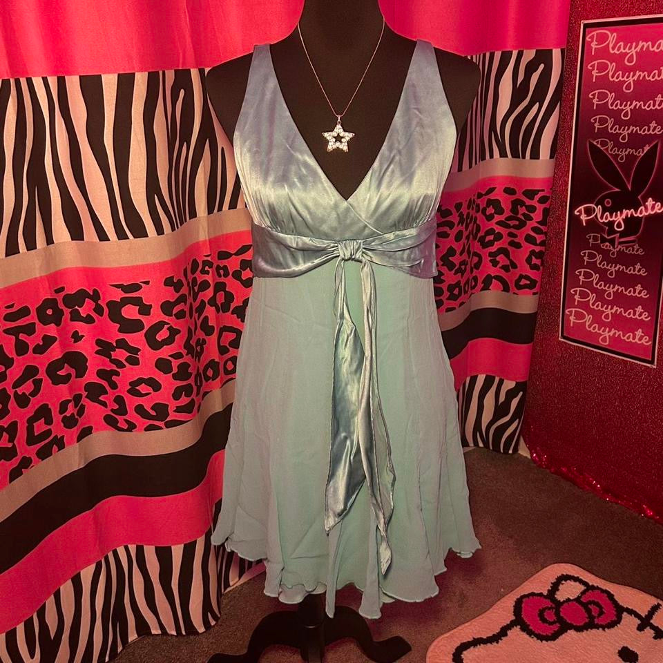 (M) Y2K Blue Silk Dress