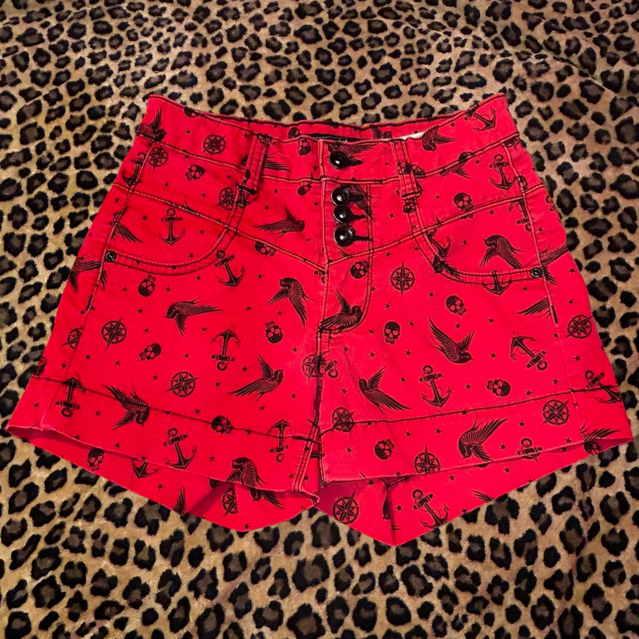 (0) Y2K Red Skull Shorts