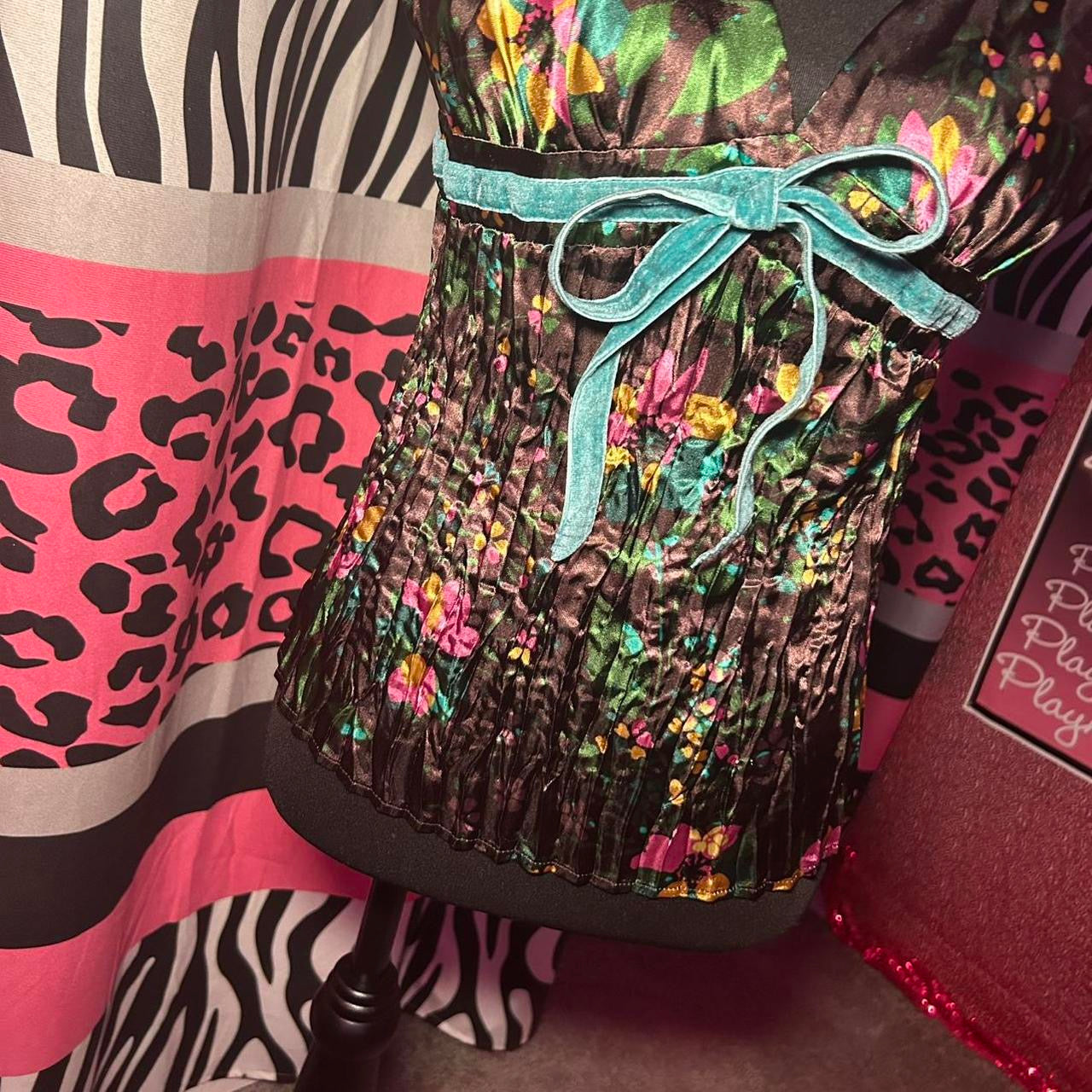 (L) Fairy Floral Babydoll Satin Tank Top
