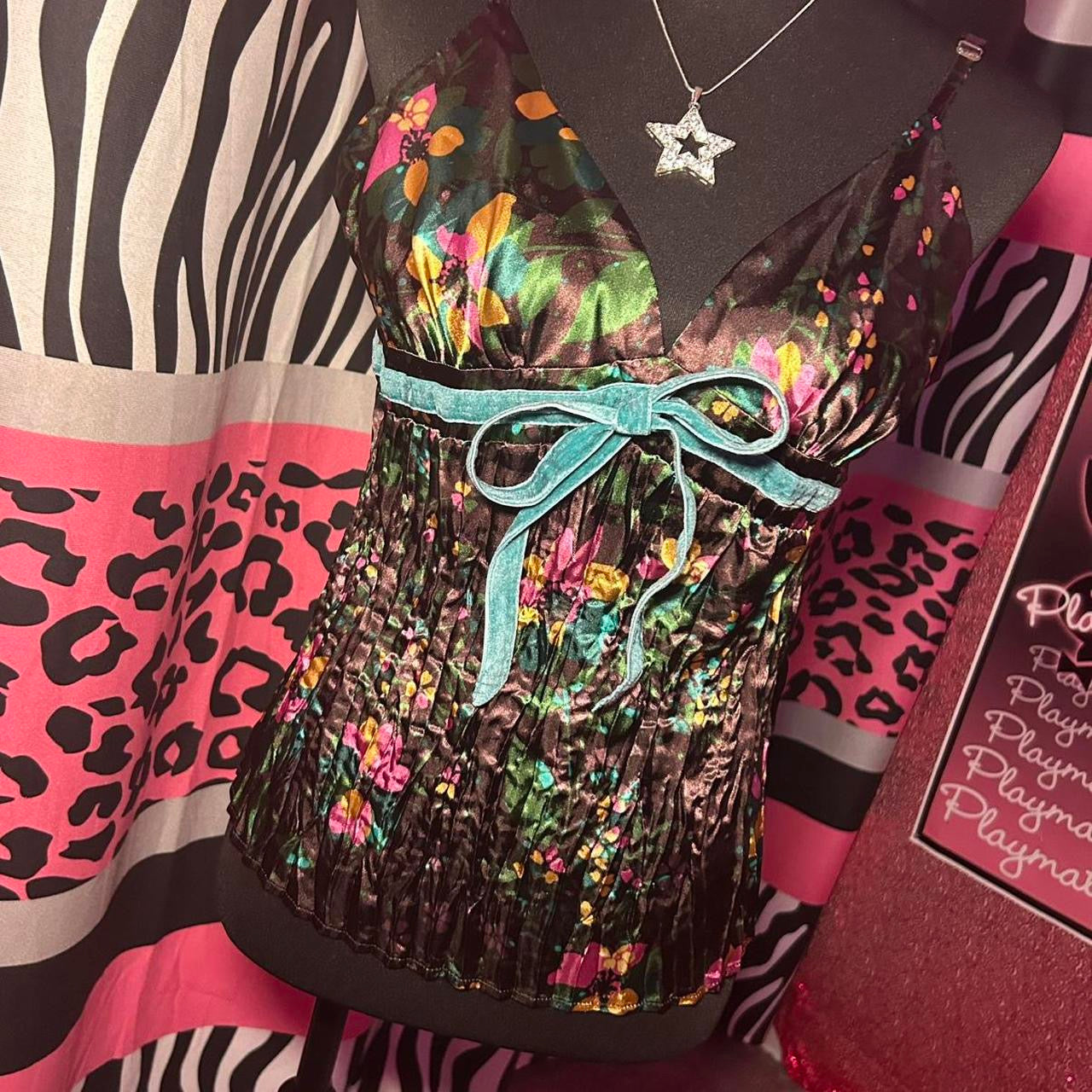 (L) Fairy Floral Babydoll Satin Tank Top