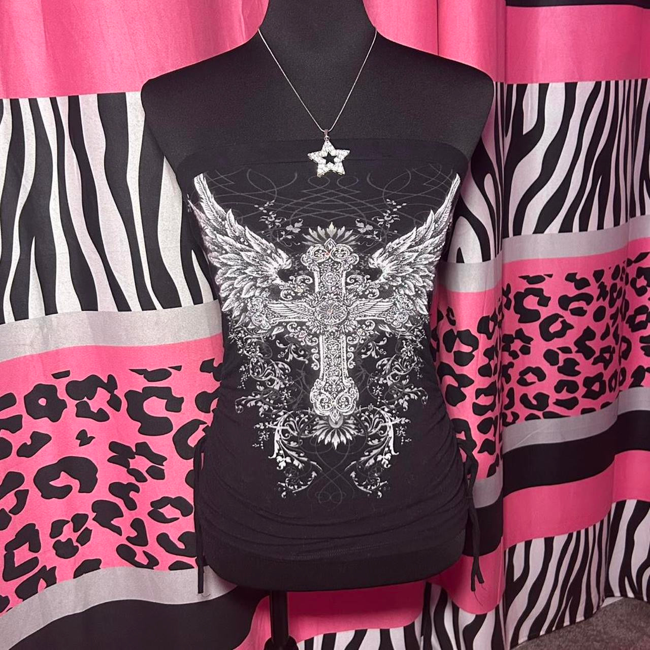 (S) 2000s grunge cross tube top
