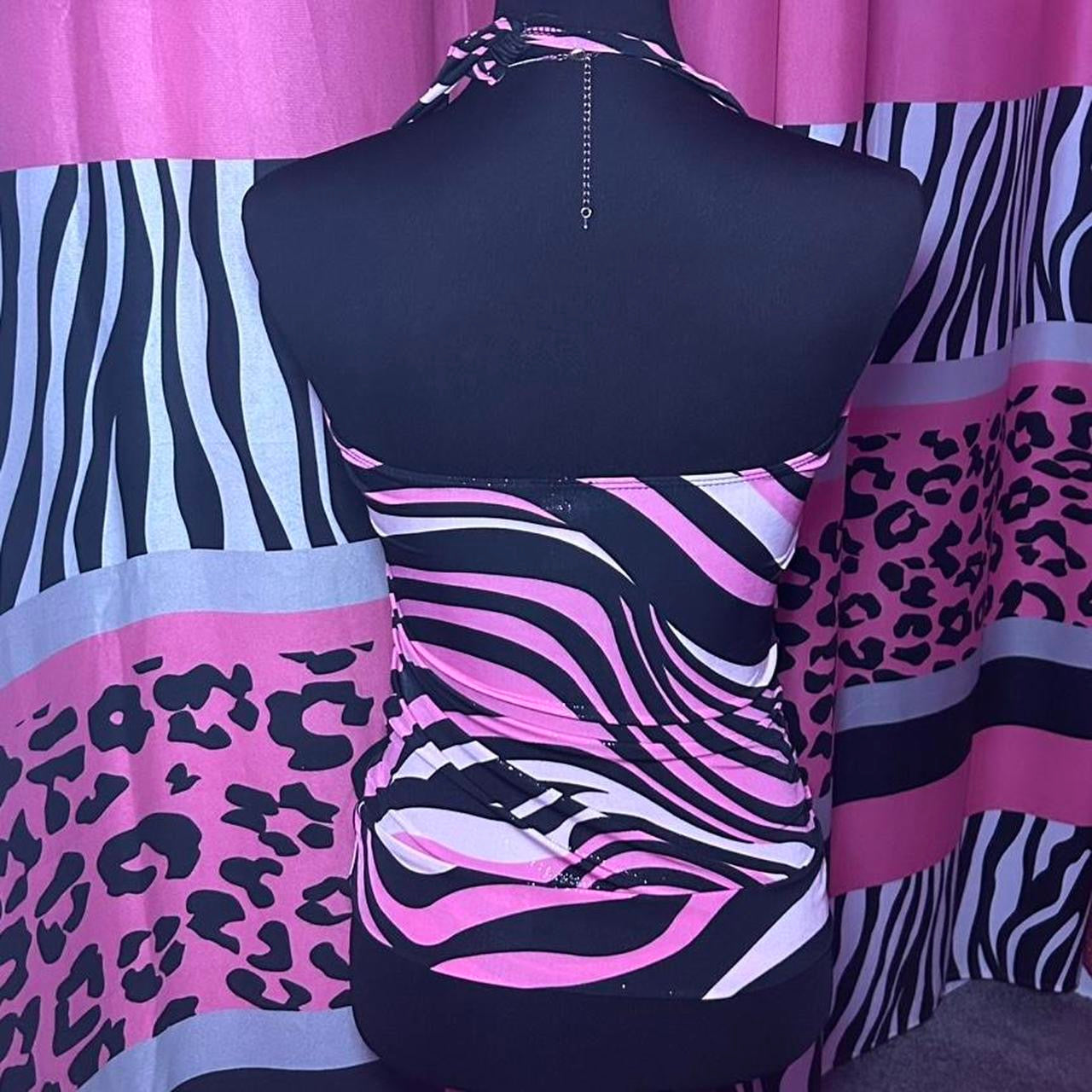 (L) Vintage pink zebra print halter top