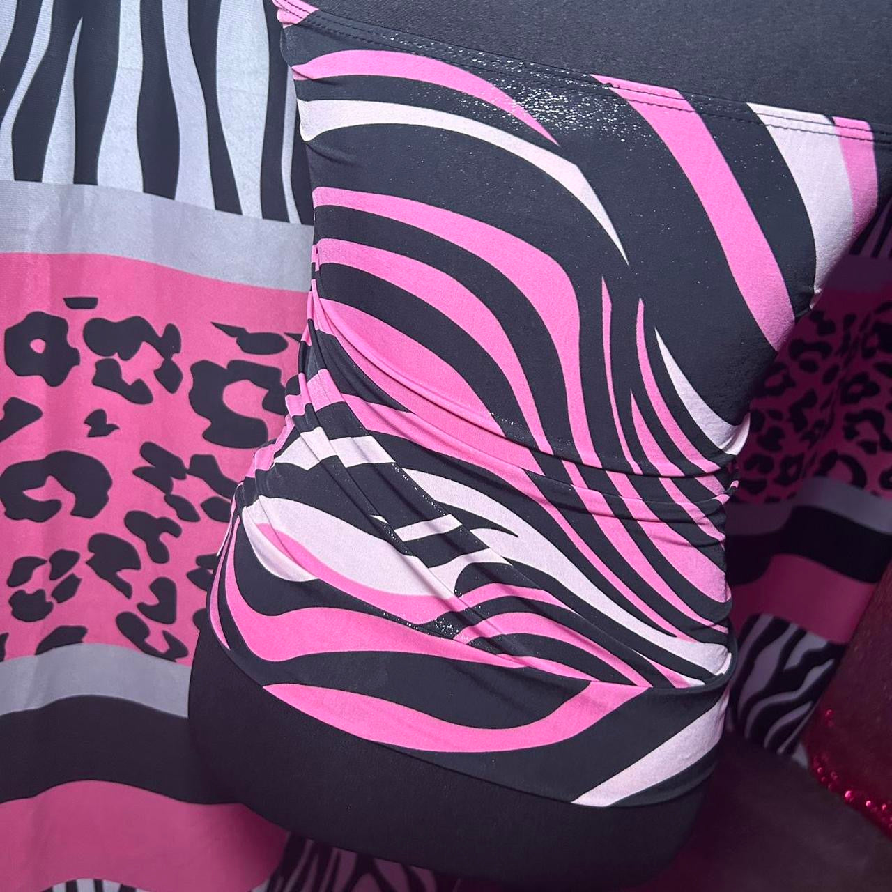 (L) Vintage pink zebra print halter top
