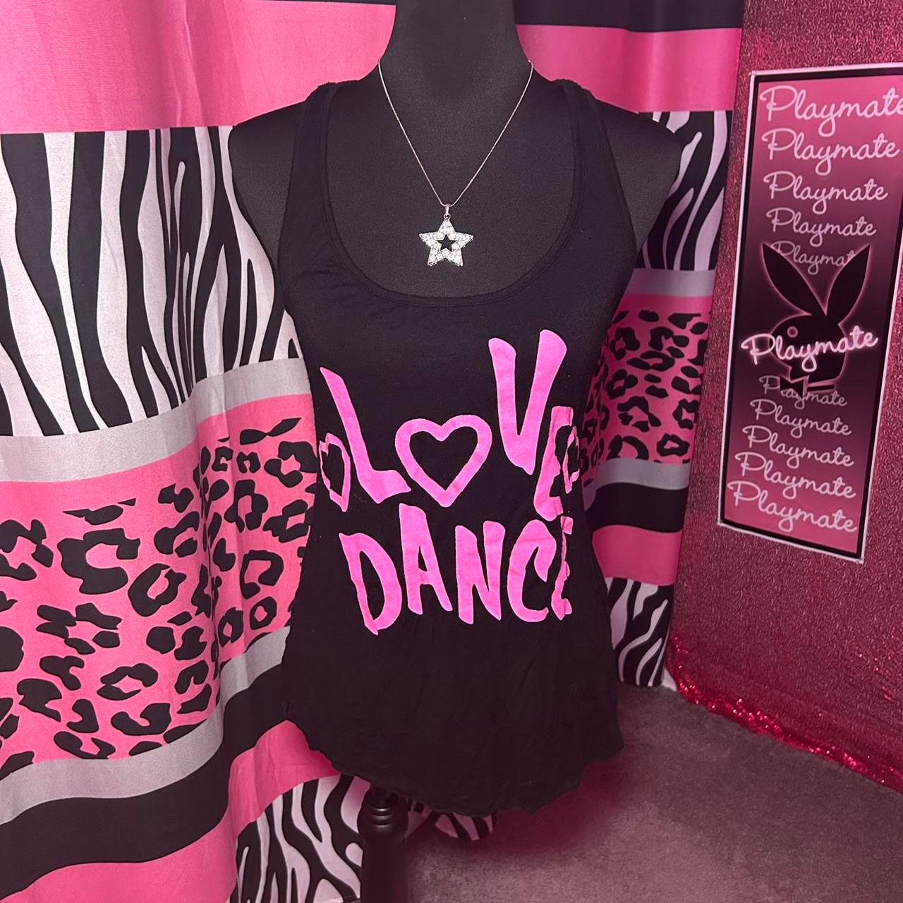 (L) Love Dance Pink Lace Tank