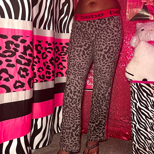 (M) Bebe Leopard Flared Pants