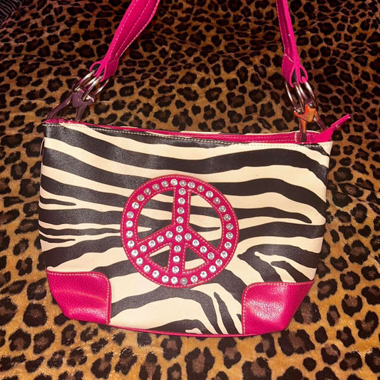 Pink Zebra Rhinestone Purse