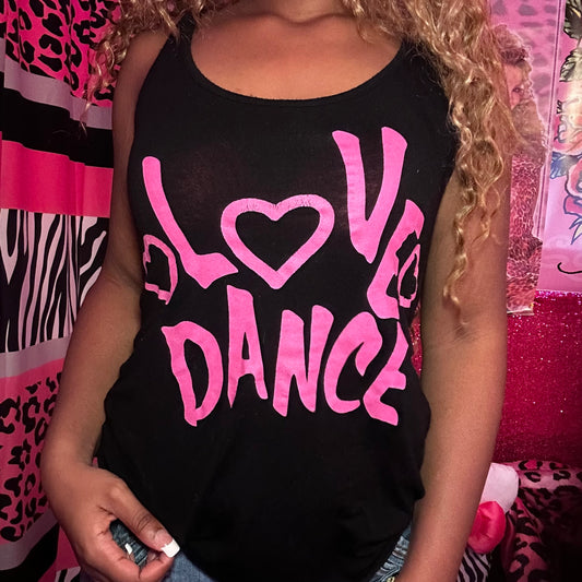 (L) Love Dance Pink Lace Tank