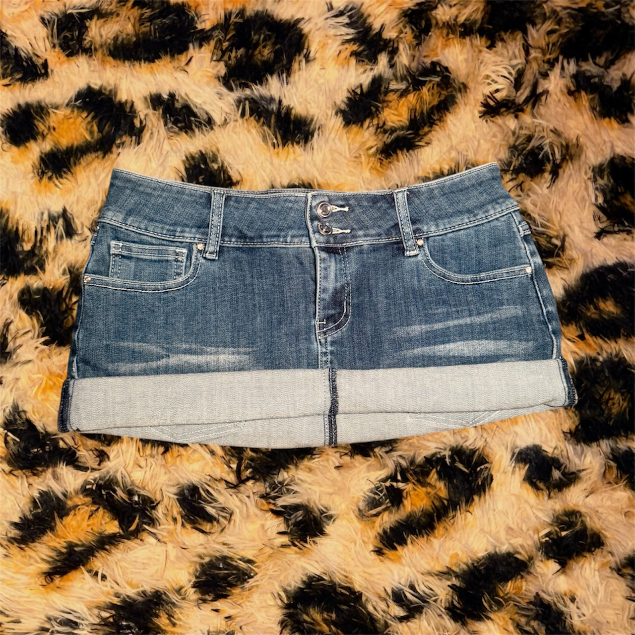 Y2K denim mini skirt
