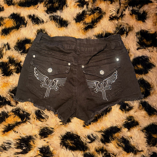 2000s grunge black shorts