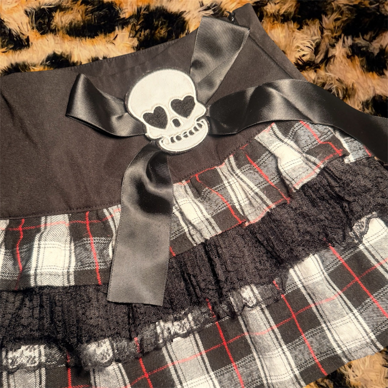 2000s grunge plaid mini skirt