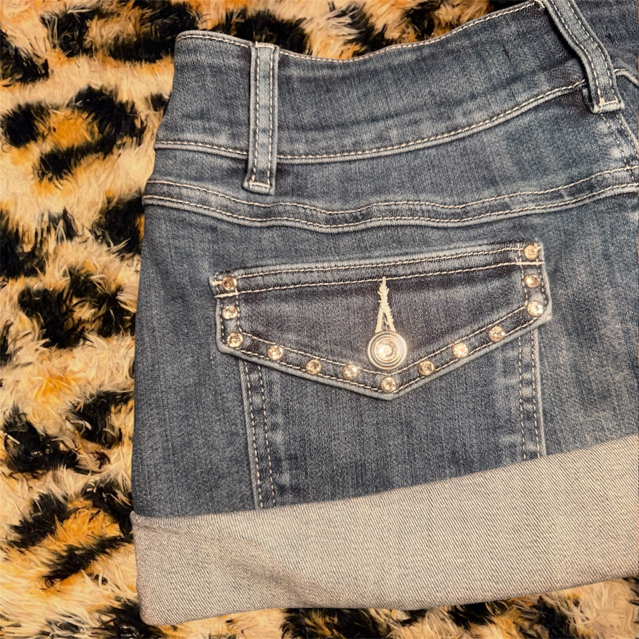 Y2K denim mini skirt