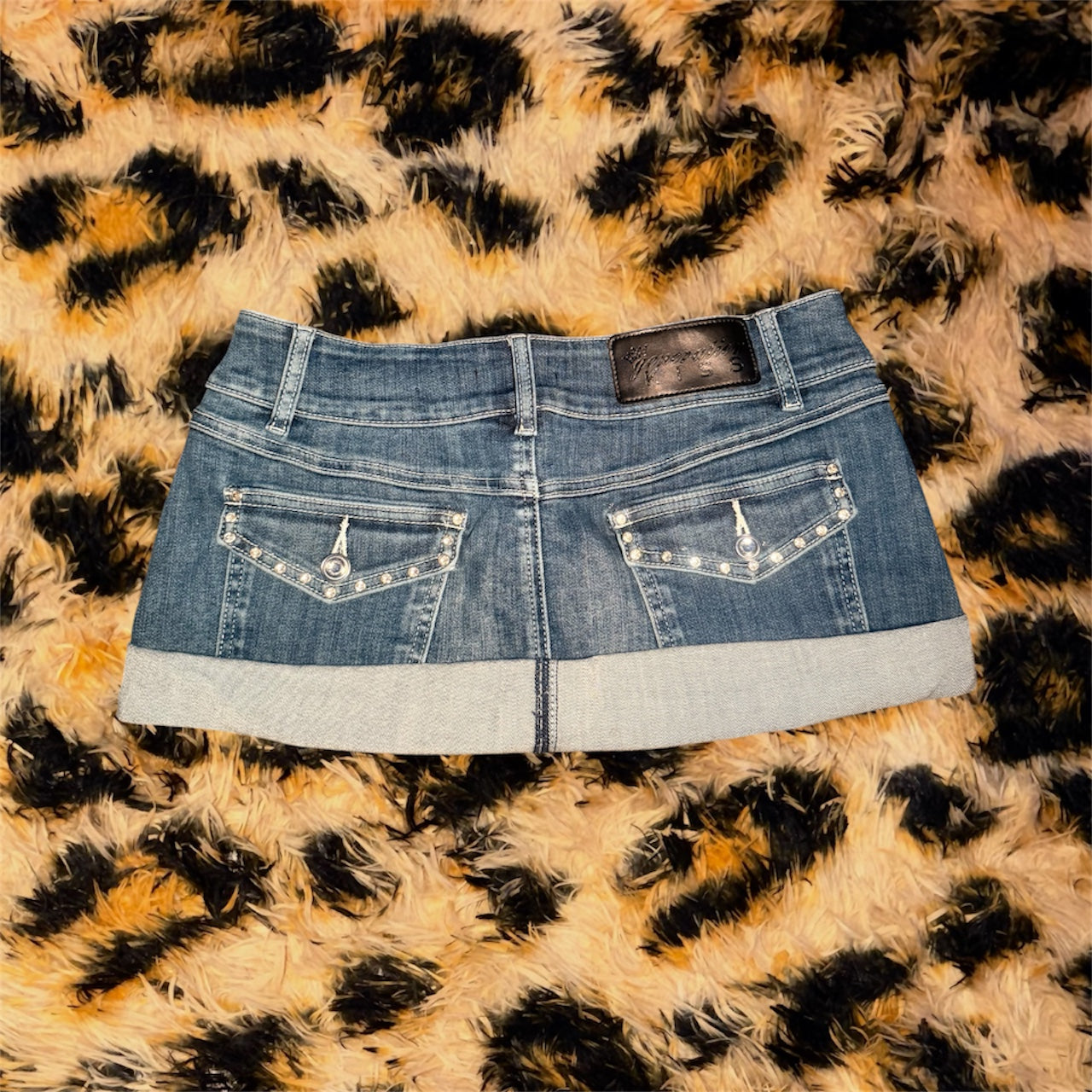 Y2K denim mini skirt