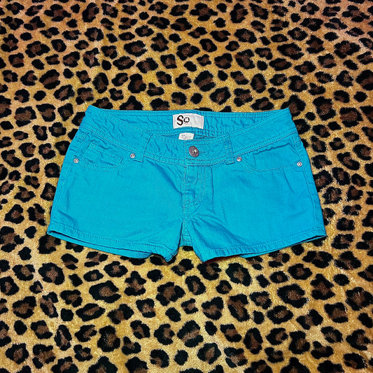 (3)Y2K Low Rise Blue Mini Shorts