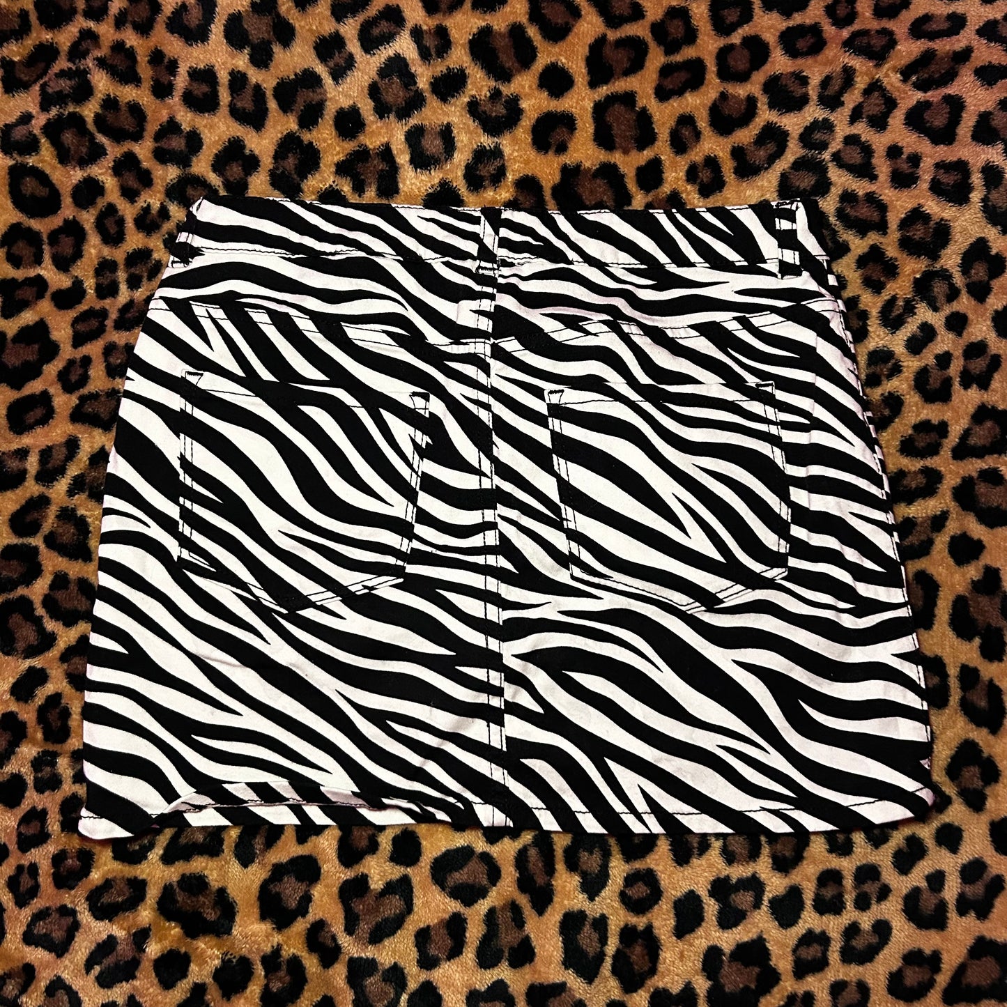 (2) Y2K Zebra Print Mini Skirt