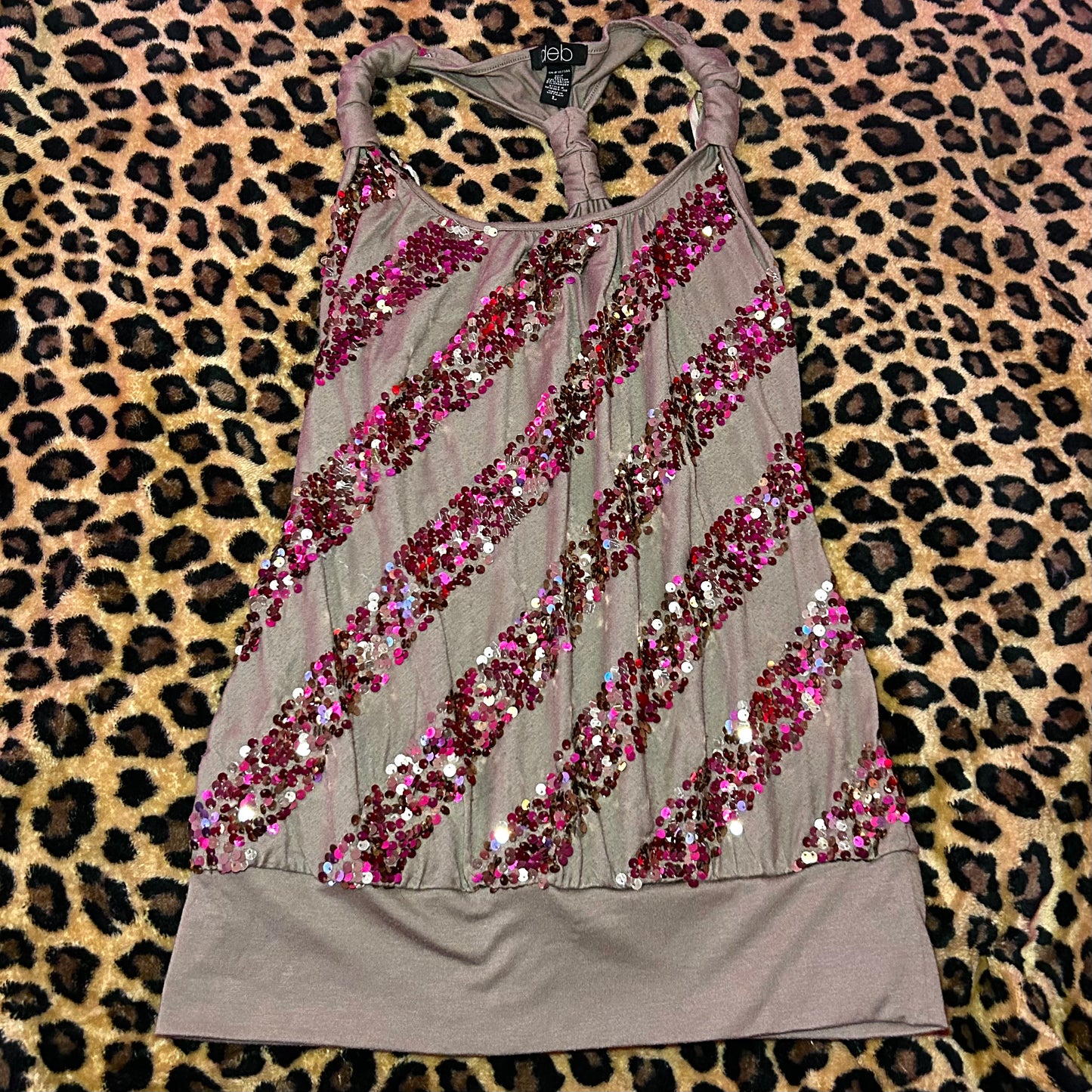 (L) Y2K Grey Sequin Tank Top