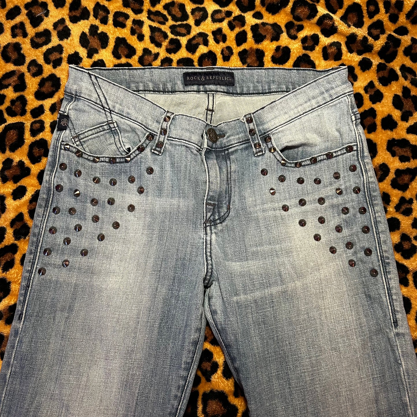 (10)Rock & Republic Studded Flared Jeans