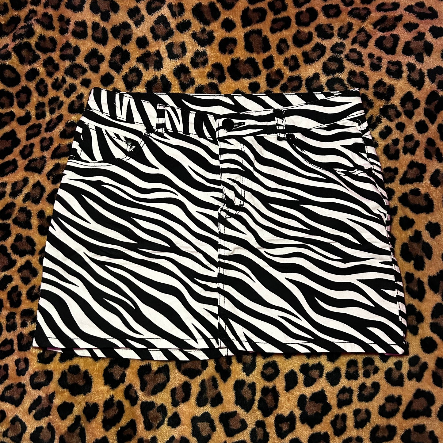 (2) Y2K Zebra Print Mini Skirt