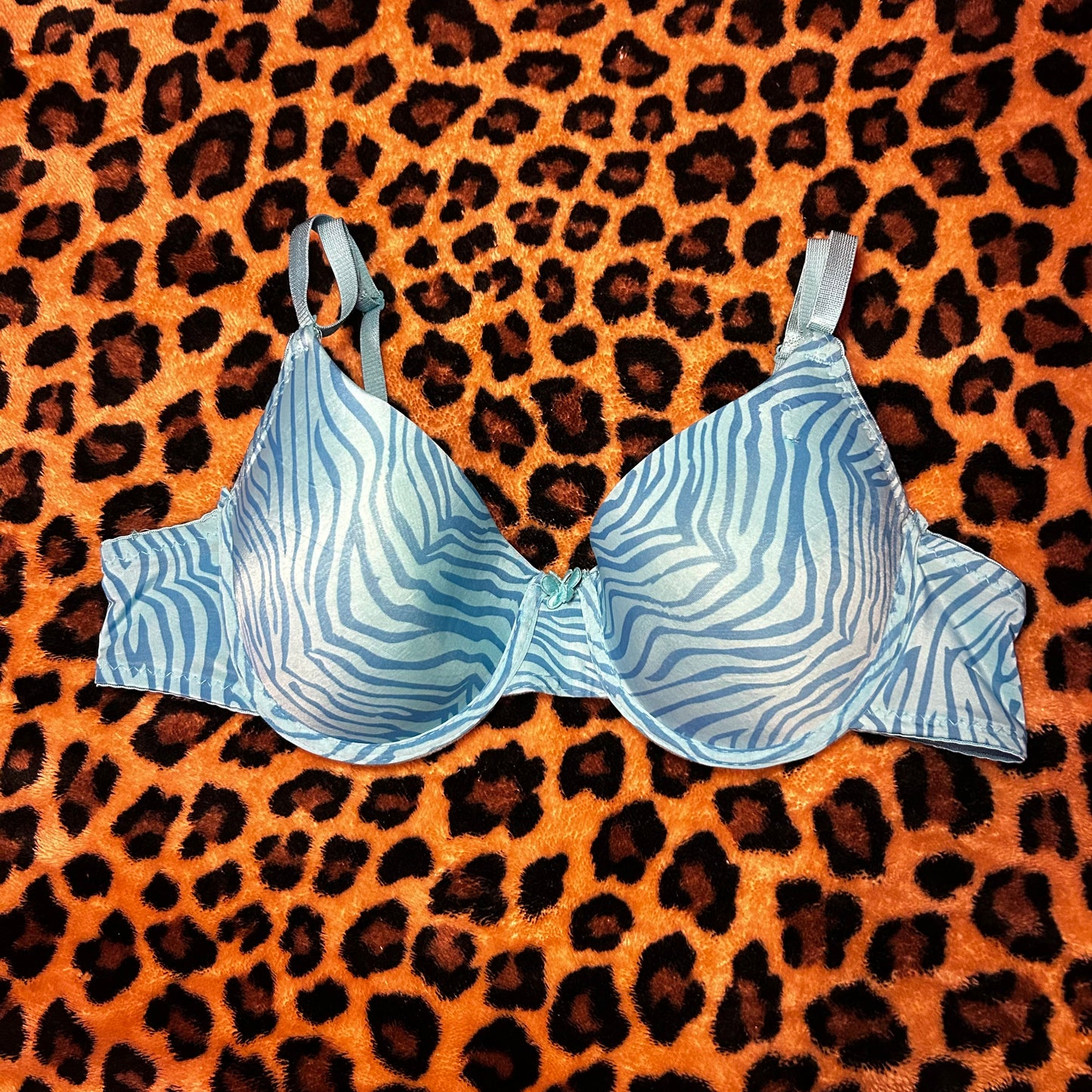 Blue Zebra Print Bra