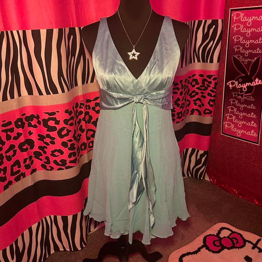 (M) Y2K Blue Silk Dress