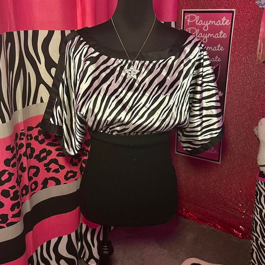 (L) Zebra Print Top