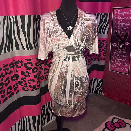 (M) 2000s Printed Mini Dress