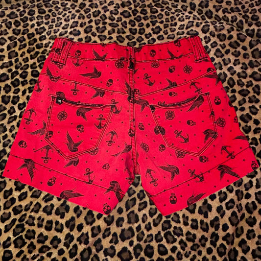 (0) Y2K Red Skull Shorts