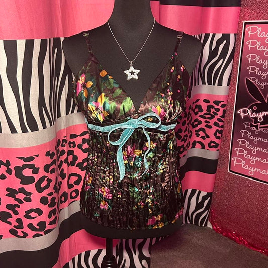 (L) Fairy Floral Babydoll Satin Tank Top
