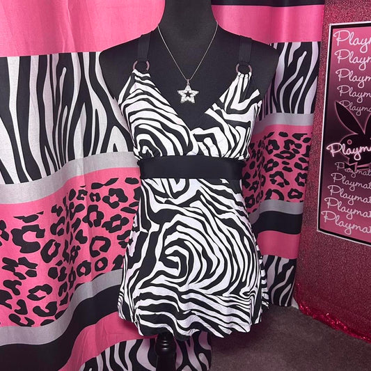 (M) zebra print babydoll top