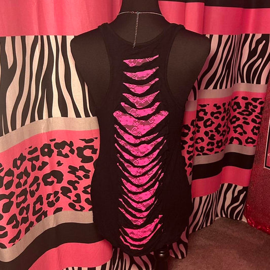 (L) Love Dance Pink Lace Tank